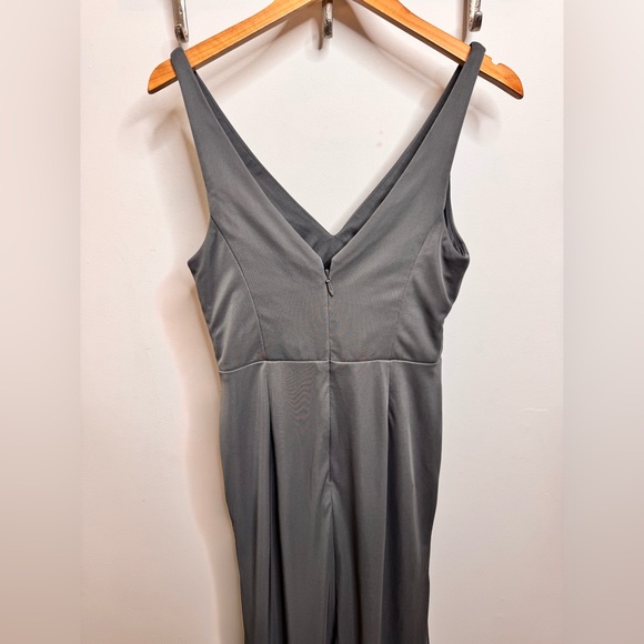 Azazie Leandra Steel Gray chiffon Gown - Picture 8 of 10